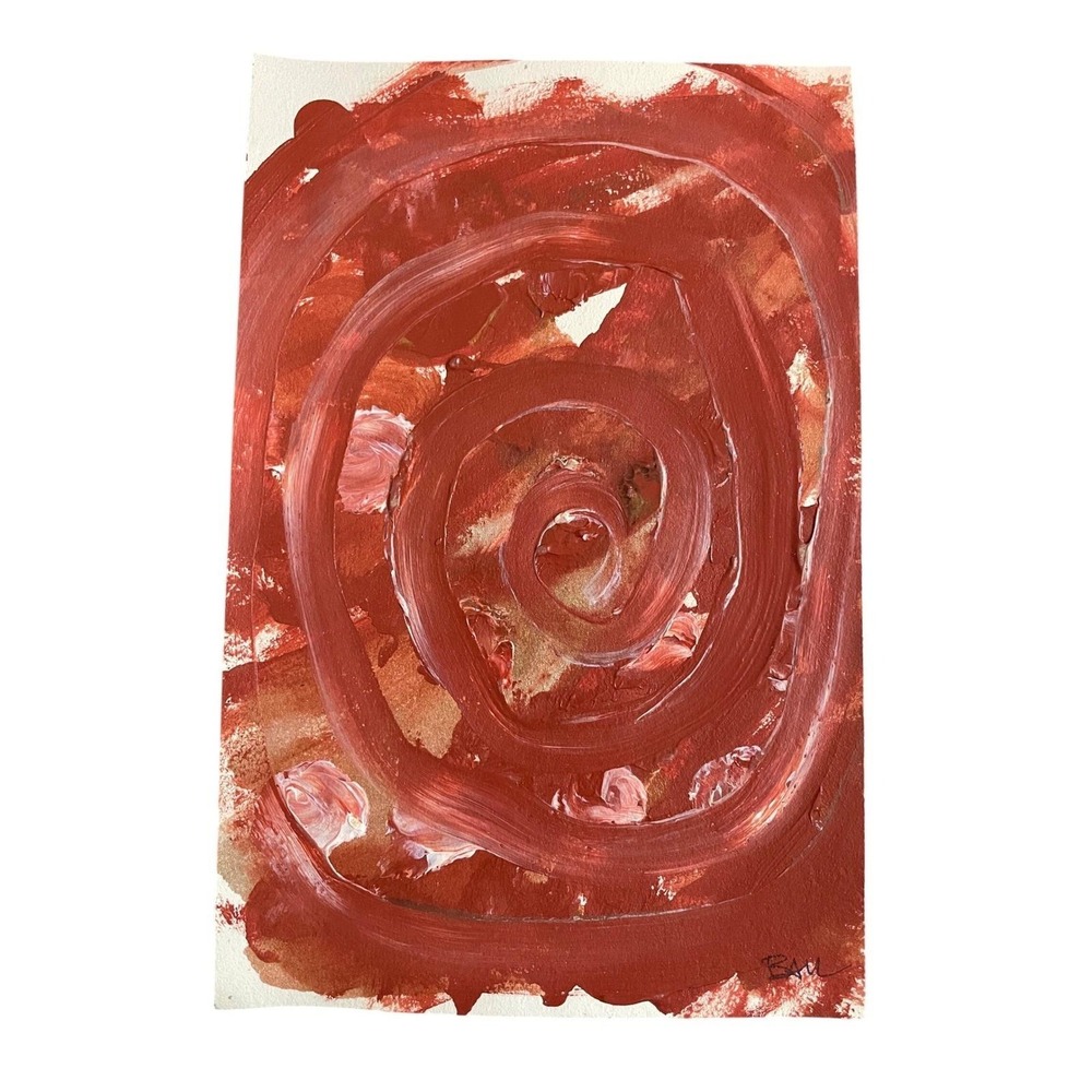 Original Abstract Swirl Painting Red Earth Tones Textured Wall Art Bailey Craig